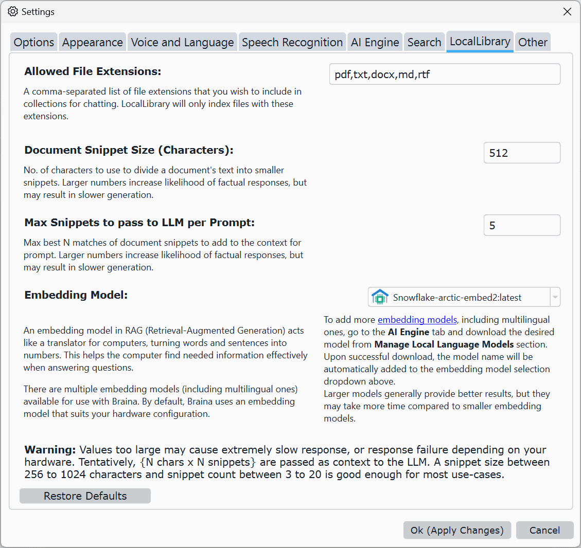 LocalLibrary Settings